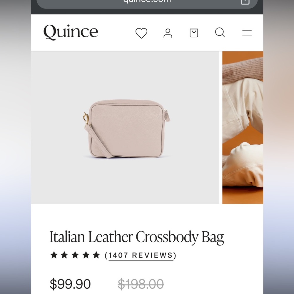Quince Leather Crossbody Bag in Light Blush